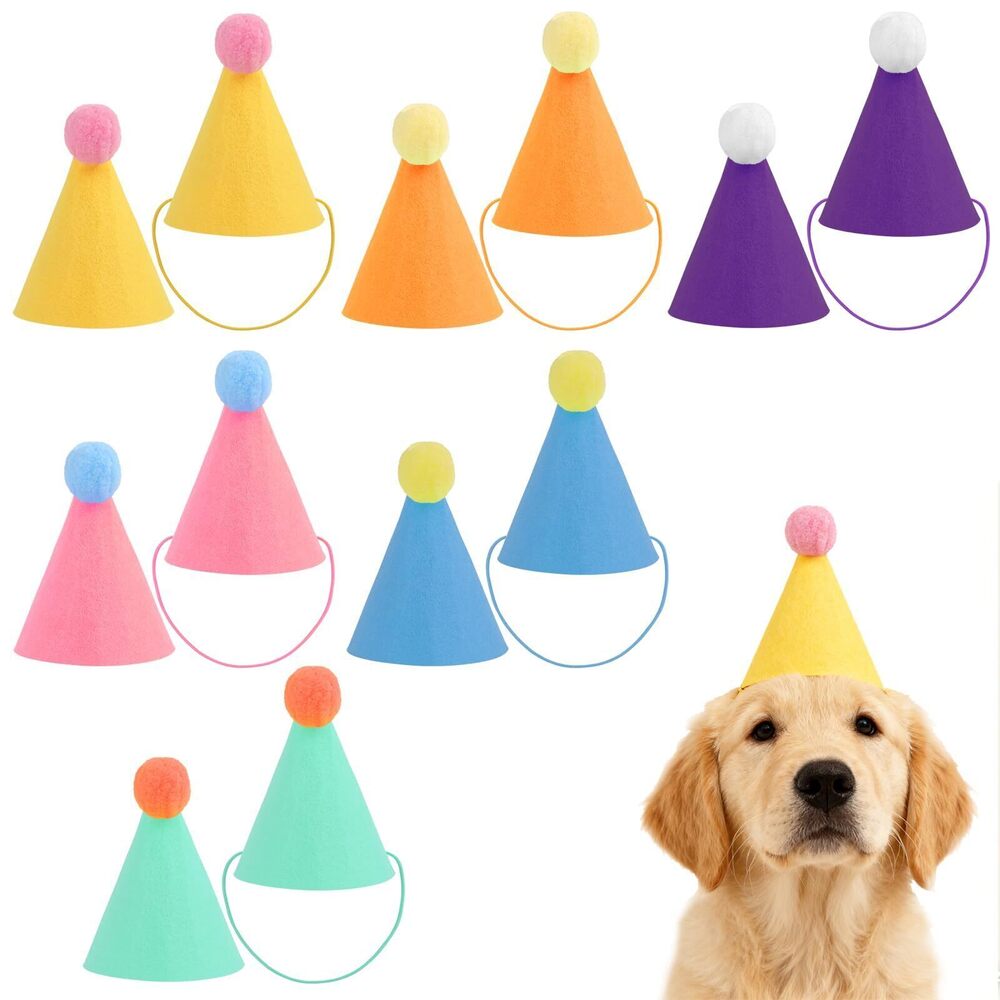 7822 12 Pcs Mini Party Hats for Stuffed Animals,6 Color Small Birthday